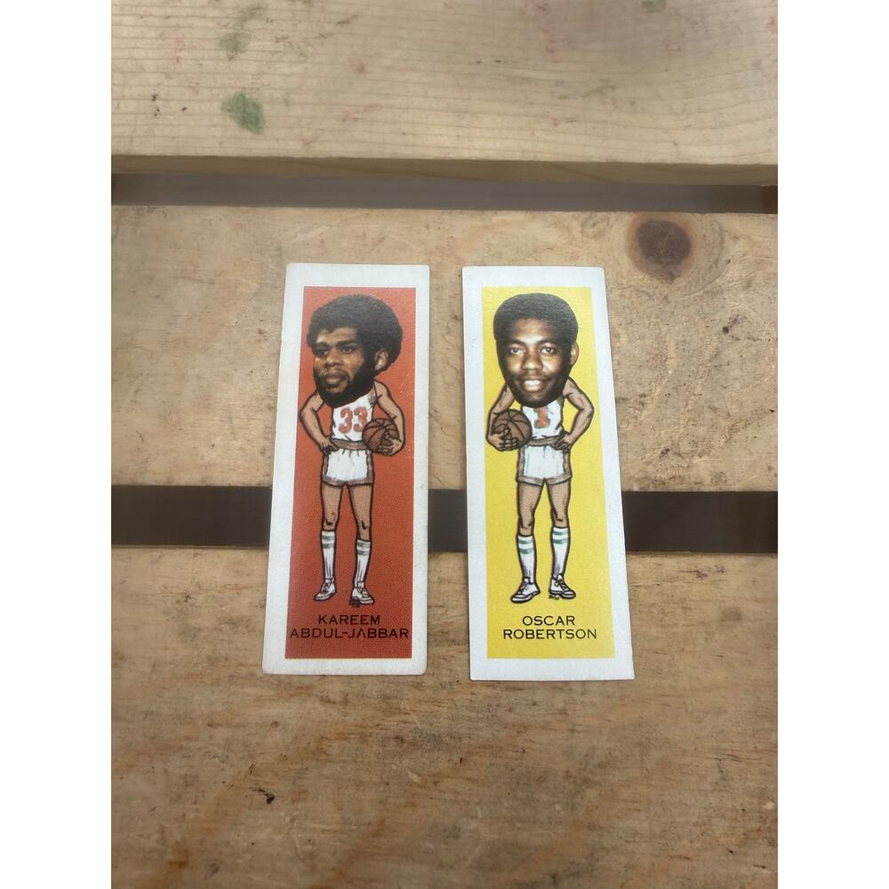 Vintage 1973 Nabisco ProFaces Stick-On Cards Kareem Abdul-Jabbar/Oscar Robertson